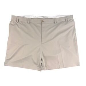 Oak Hill Performance Shorts Mens 54x8 Khaki Tan Flat Front Big and Tall Golf